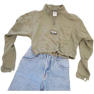 CUTEST Adidas sage green crop half-zip sweater, size XS